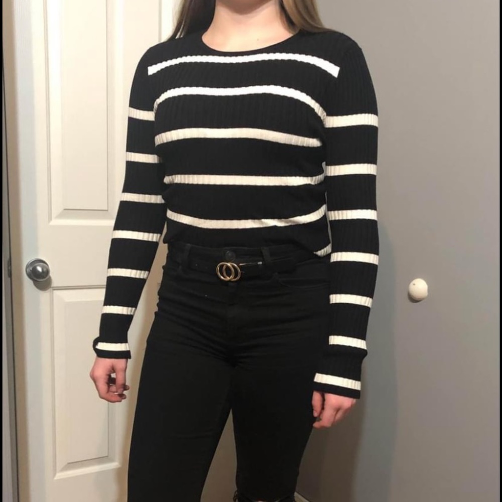 Black and white Striped sweater